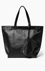 Vera Pelle Włoska Torebka Skóra Worek Czarny 824