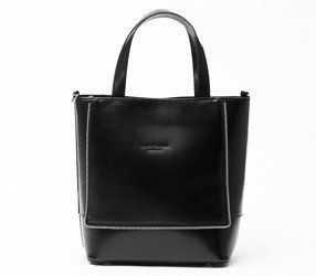 Włoska Torebka Vera Pelle Shopperka Skóra Black 12