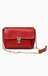 Vera Pelle Włoska Torebka Skóra Chanelka Red 774