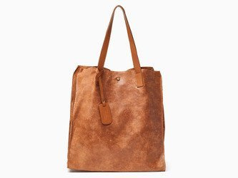 Vera Pelle Włoska Torebka Worek Skóra Brązowy t15