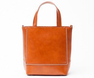 Włoska Torebka Vera Pelle Shopperka Skóra Camel 12