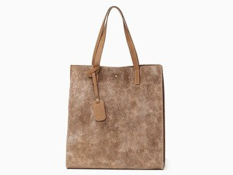 Vera Pelle Włoska Torebka Worek Skóra Taupe t15