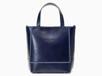 Włoska Torebka Vera Pelle Shopperka Skóra Blue T12