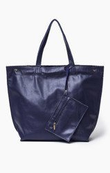 Vera Pelle Włoska Torebka Skóra Worek Granat 824