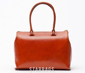 Vera Pelle Kuferek Włoska Torebka Skóra Camel t8